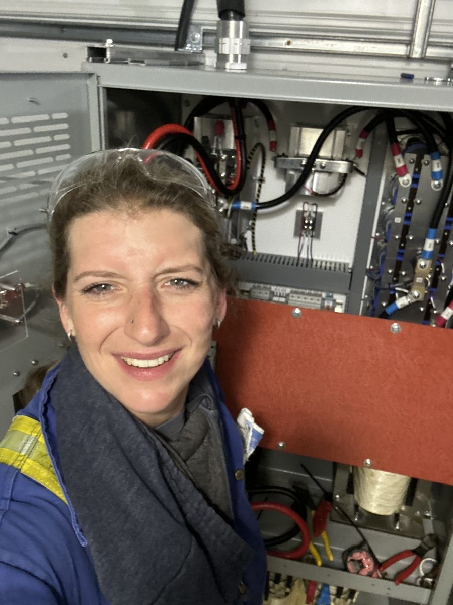 Me at the local mill shutdown after my second baby ,  moving around some mcc and reconnecting .
